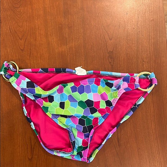 Mossimo stained glass pink blue 3 piece S bikini Top, M bottom & Tankini top - Picture 4 of 5